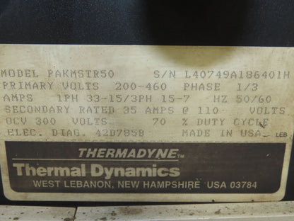 Thermal Dynamics PAKMSTER50 Pak Master 50 Plasma Cutter 200/460v 1/3Ph 25' Whip