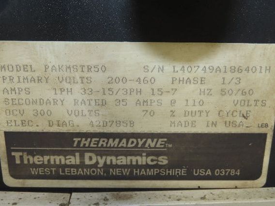 Thermal Dynamics PAKMSTER50 Pak Master 50 Plasma Cutter 200/460v 1/3Ph 25' Whip