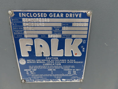 Falk 22-60FZ3AS Inline Gearbox 160.9 Reducer 2Hp 11 RPM Output w/Motor Mount