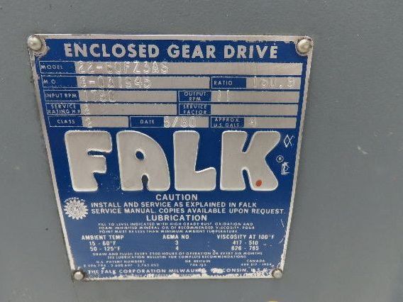 Falk 22-60FZ3AS Inline Gearbox 160.9 Reducer 2Hp 11 RPM Output w/Motor Mount