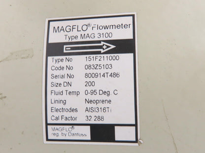 Magflo MAG 3100 Electromagnetic Flow Sensor 8" Flanged DN200 Pipe Size