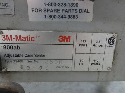 3M-Matic 800 Carton Sealer Adjustable Case Sealing System 115V Bottom Box Taper