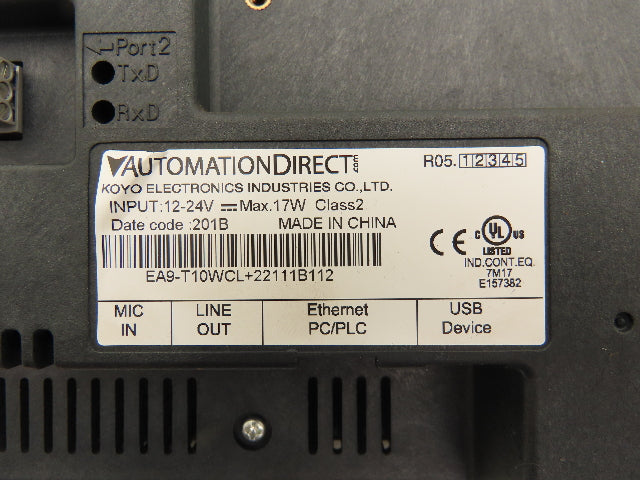 Automation Direct EA9-T10WCL Touch Screen HMI Control Panel Display 12-24vDC