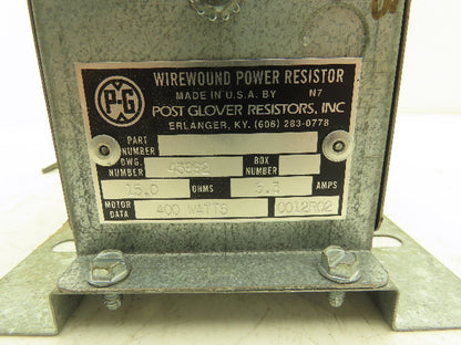 Post Glover 43992 Power Brake Resistor Covered 400W 15 Ohms 5.3A