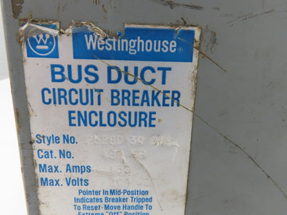 Westinghouse 2528D 30 G01 Busway Disconnect Switch Bus Plug 50A 600VAC 3PH 3W