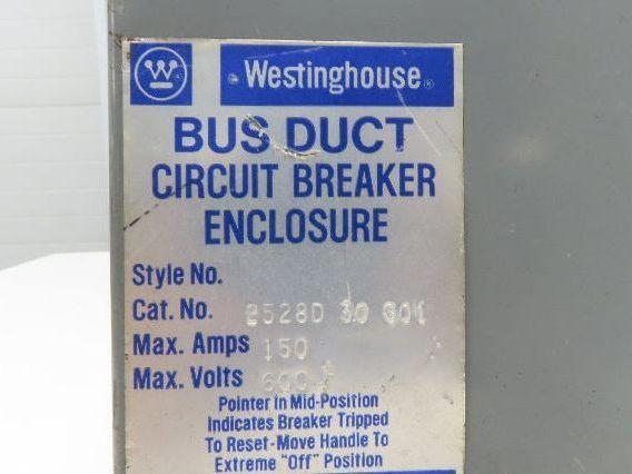 Westinghouse Busway Disconnect Switch Bus Plug 20A 600VAC 3PH 3W