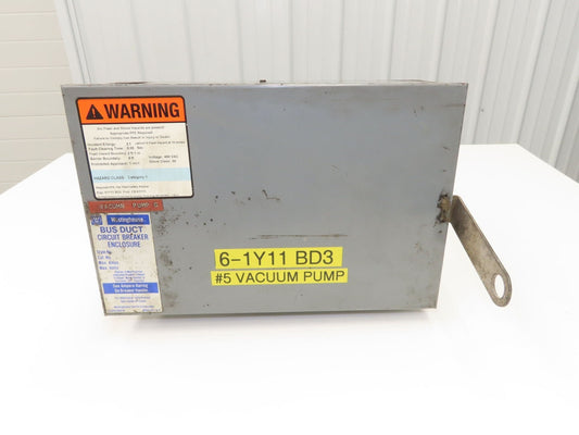 Westinghouse Busway Disconnect Switch Bus Plug 25A 600VAC 3PH 3W