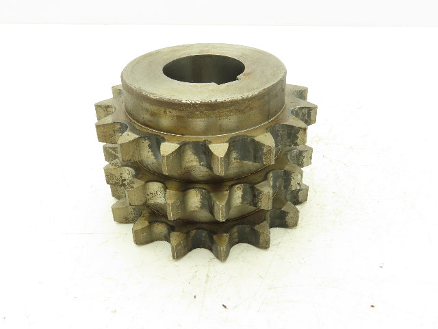 #100 Roller Chain 15-Tooth Triple Sprocket 3-Strand 1-1/4" Pitch 60mm Bore