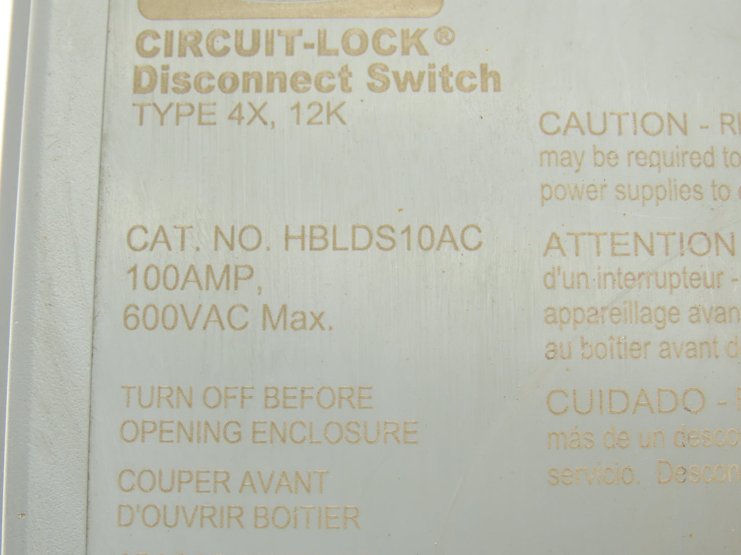 Hubbell IP69k Rotary Disconnect 600V 50Hp 100A Enclosed