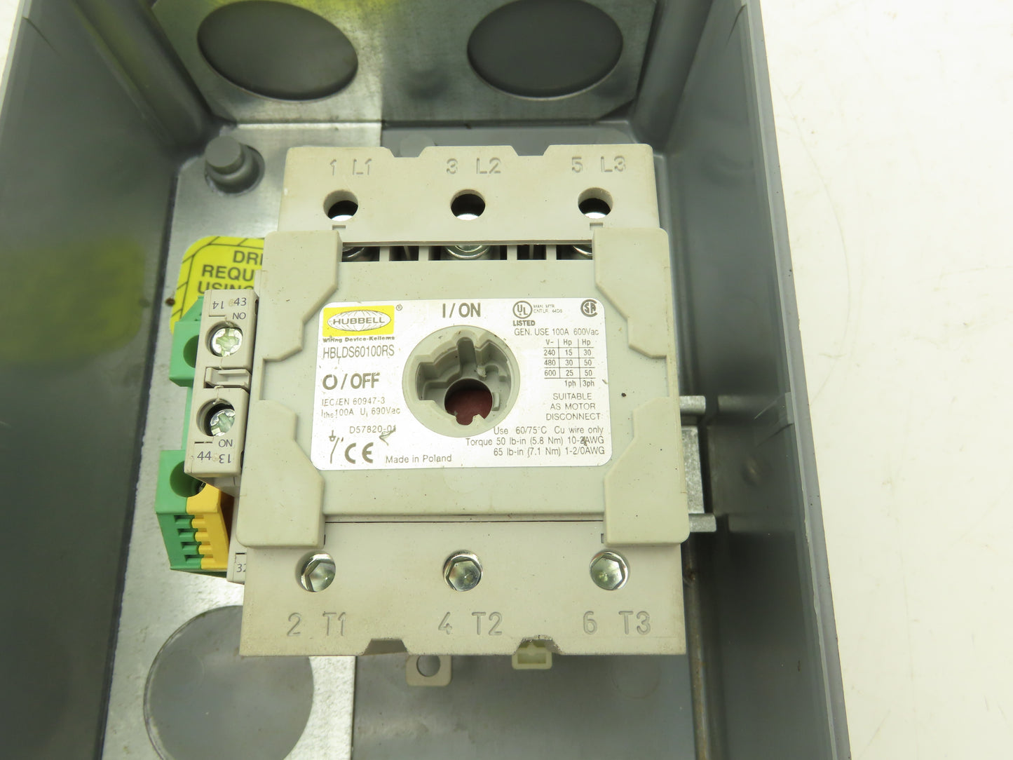 Hubbell IP69k Rotary Disconnect 600V 50Hp 100A Enclosed