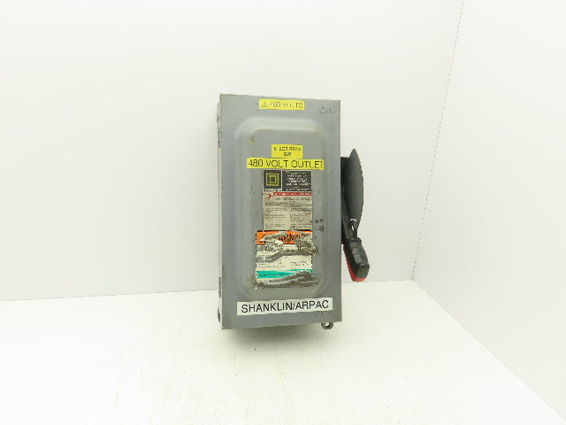 Square D HU362 Safety Disconnect Switch 60A 600VAC 3Pole Non Fused Ser F1