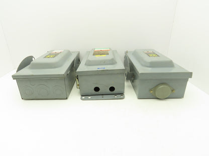 Square D Safety Disconnect Switch 600VAC 60A Fused/Non-Fused Mixed Lot of 3