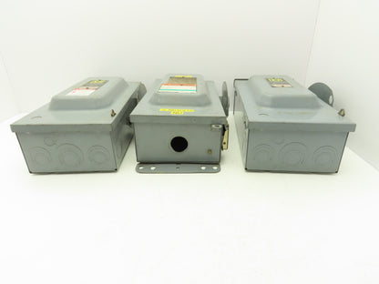 Square D Safety Disconnect Switch 600VAC 60A Fused/Non-Fused Mixed Lot of 3