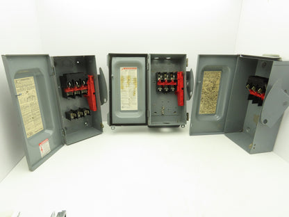 Square D Safety Disconnect Switch 600VAC 60A Fused/Non-Fused Mixed Lot of 3