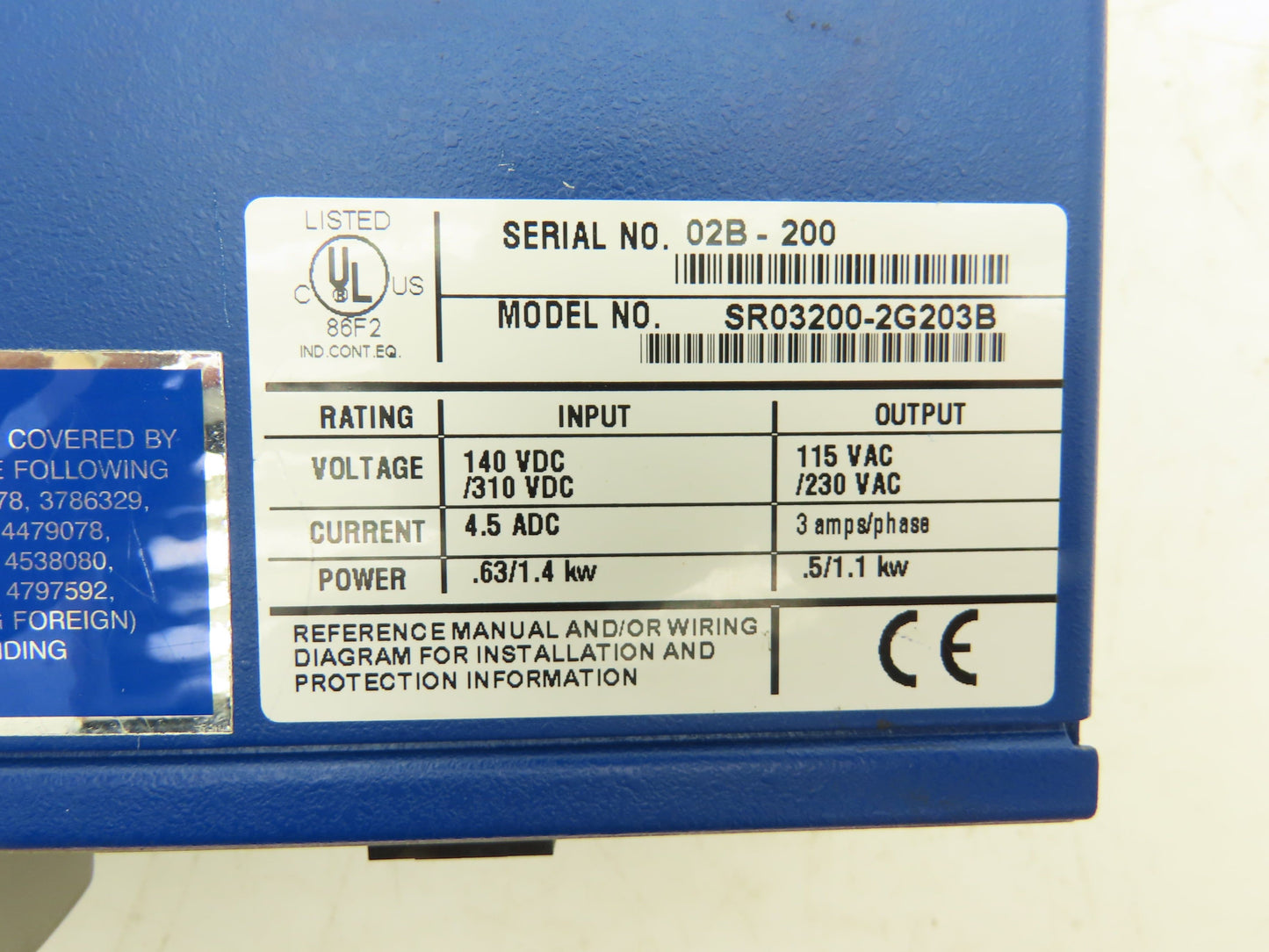 Kollmorgen SR03200-2G203B ServoStar Drive 140/310v DC In 115/230v .5/1.1kW Out