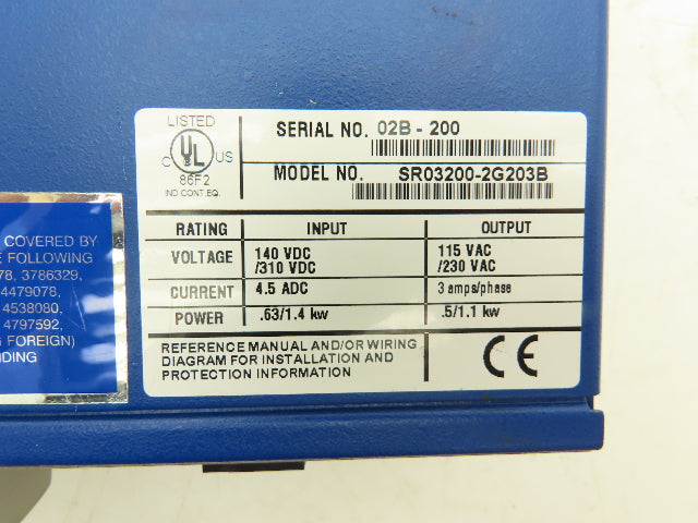 Kollmorgen SR03200-2G203B ServoStar Drive 140/310v DC In 115/230v .5/1.1kW Out