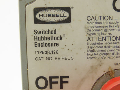 Hubbell SE HBL 3 Switched Hubbellock Enclosure 30A 600VAC