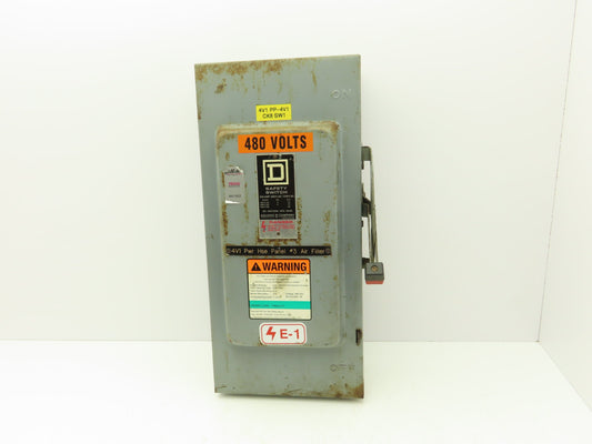 Square D HU363 Safety Disconnect Switch 100A 600V Non Fused 3 Pole Series F05