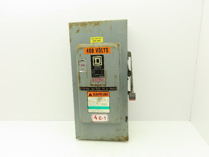 Square D HU363 Safety Disconnect Switch 100A 600V Non Fused 3 Pole Series F05