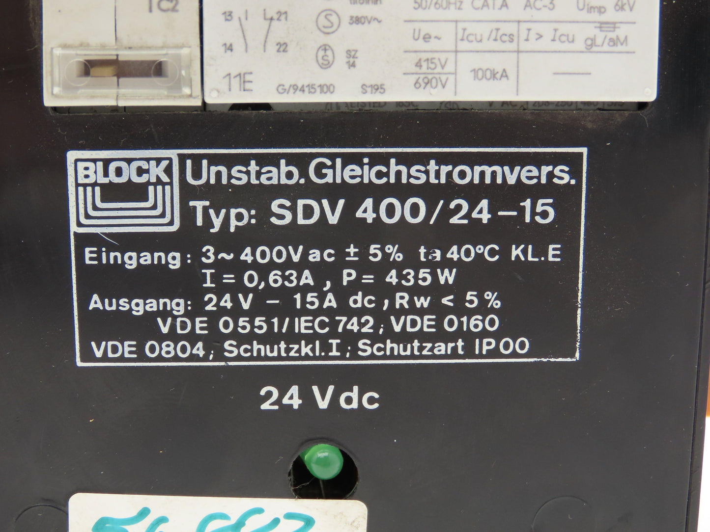 Block SDV 400/24-15 Power Supply 15A 24Vdc Output 400VAC 3ph Input