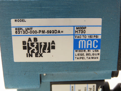MAC 6313D-000-PM-593DA Pneumatic Solenoid Valve 24vDC 2.5W 4/2