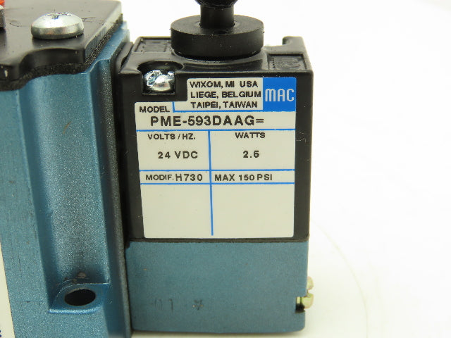 MAC 6313D-000-PM-593DA Pneumatic Solenoid Valve 24vDC 2.5W 4/2