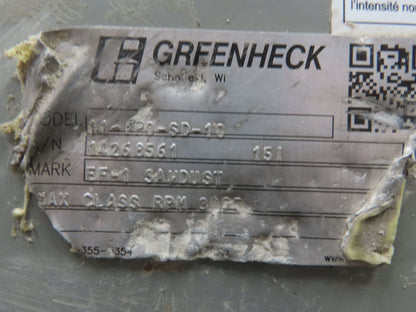 Greenheck 11-FP0-SD-10 Radial Centrifugal Blower 5Hp 230/460V 3Ph Bad Bearing