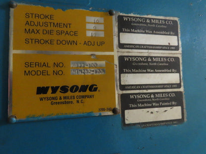 Wysong MTH250-120 Hydraulic Press Brake 10' x 3/8" 250 Ton 20Hp