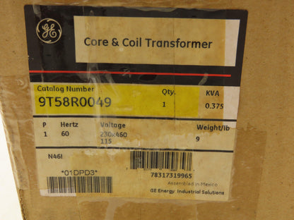General Electric 9T58R0049 Transformer 375VA 220-240v Pri 440-480v Sec 1Ph