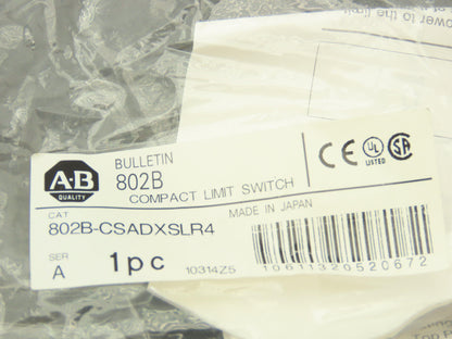 Allen Bradley 802B-CSADXSLR4 Compact Limit Switch Roller 125vAC 3A 5mm