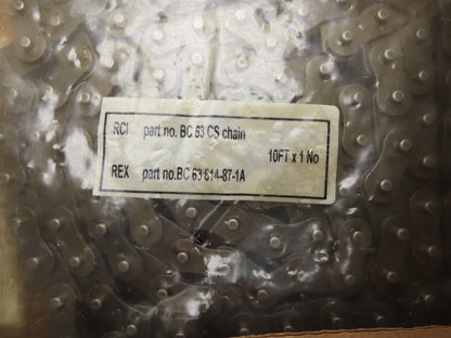 Rexnord BC 63 614-87-1A Roller Chain #60 Riveted 10' Single Strand