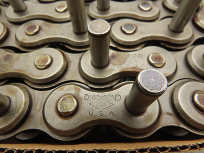 Diamond Roller Chain #100 Riveted E1 Pin Attachment 10' Single Strand 1.25"Pitch