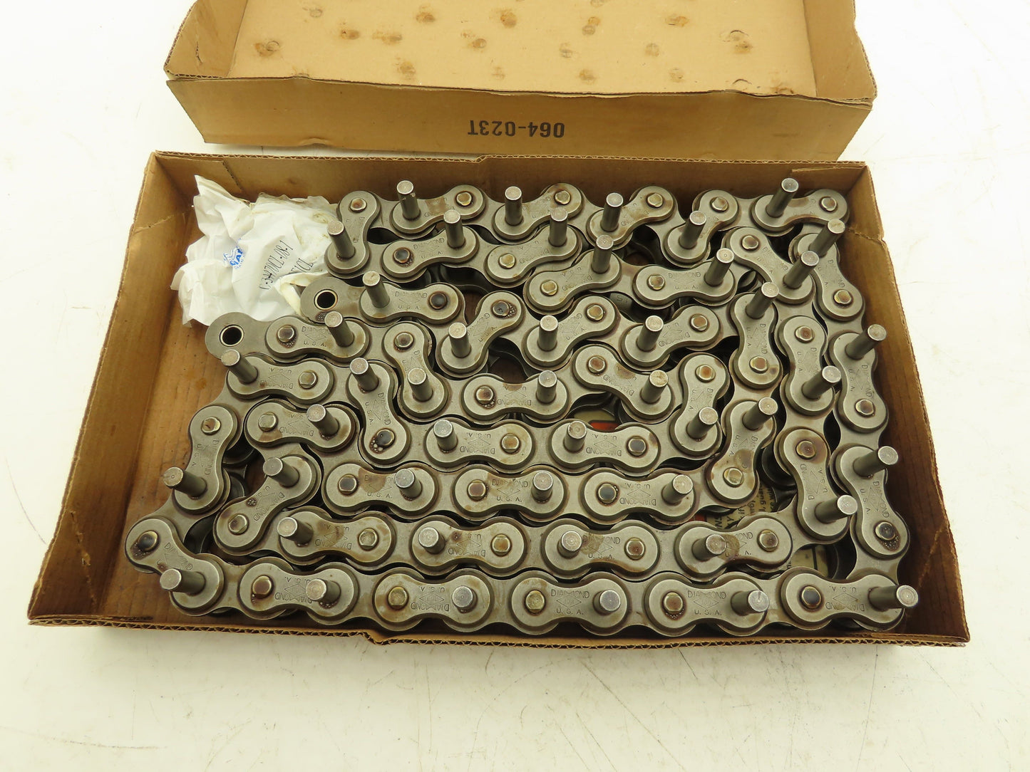 Diamond Roller Chain #100 Riveted E1 Pin Attachment 10' Single Strand 1.25"Pitch