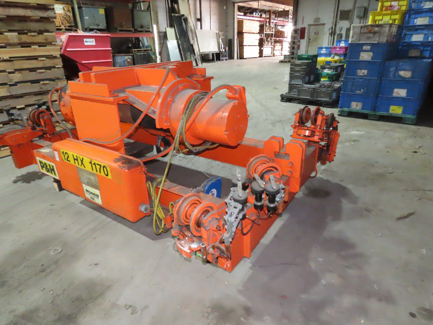 Cleveland Tramrail P&H 10 Ton Double Girder Underhung Bridge Crane Hoist 1-Speed