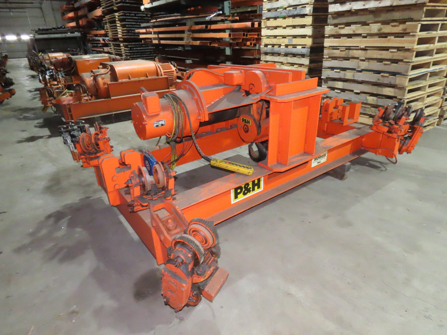 Cleveland Tramrail P&H 10 Ton Double Girder Underhung Bridge Crane Hoist 1-Speed