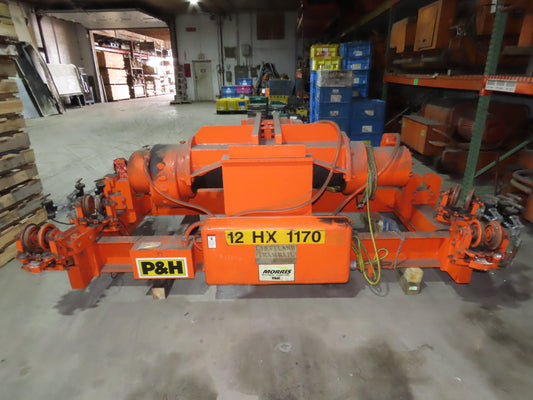 Cleveland Tramrail P&H 10 Ton Double Girder Underhung Bridge Crane Hoist 1-Speed