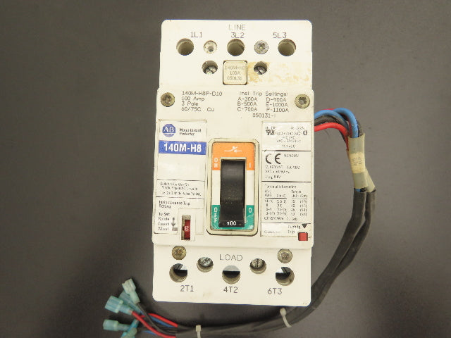 Allen Bradley 140MH8PD10MTXT Rail Mount Motor Circuit Breaker 100A 600V 3 Pole