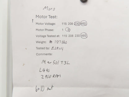 Moro MAR501T3L Backward Incline Blower 4kw Motor 230/460V 3Ph