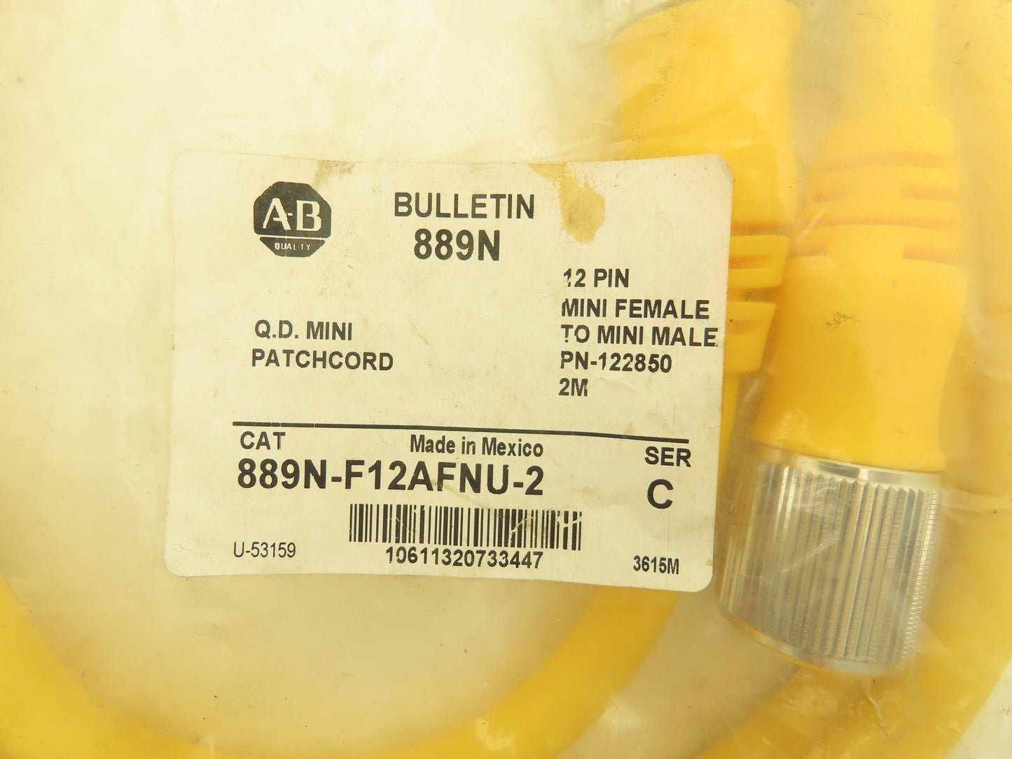 Allen Bradley Q.D. Mini Patchcord 12 Pin 2 Meters Ser. C
