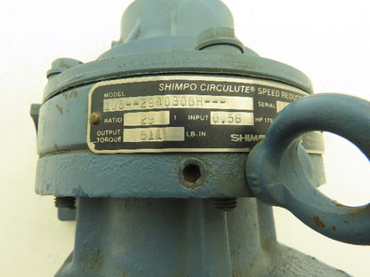 Shimpo Circulute 105-294030BH Inline Gearbox 29:1 Reducer 0.5Hp 60 RPM 511 In-Lb