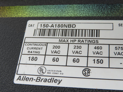Allen Bradley 150-A180NBD SMC Plus Smart Motor Controller 3Ph 480v 150Hp