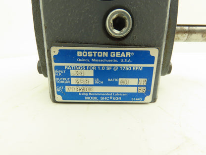 Boston Gear 713-40-G Worm Gearbox 40:1 Reducer.24Hp 44 RPM 56C LH Output