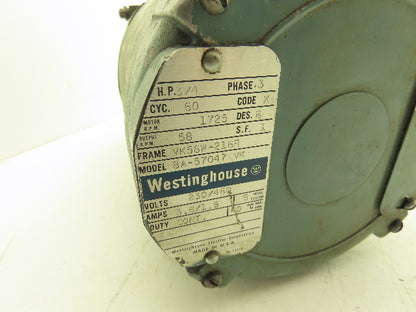 Westinghouse 8A-57047 VK Gearmotor 30:1 Reducer 58rpm 3/4Hp 230/460V VK56W-216R