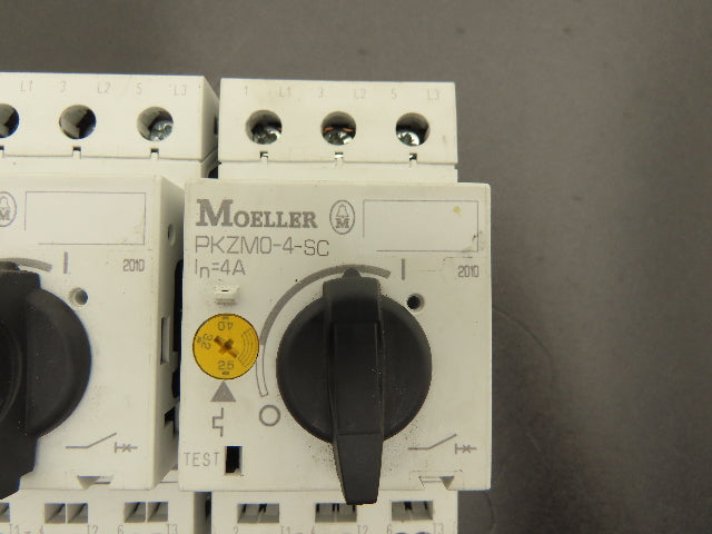 Moeller PKZM0 PKZM0-4-SC Manual Motor Starter 2.5-4A 3Hp 600vAC 3Ph Lot Of 3
