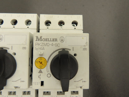 Moeller PKZM0 PKZM0-4-SC Manual Motor Starter 2.5-4A 3Hp 600vAC 3Ph Lot Of 3