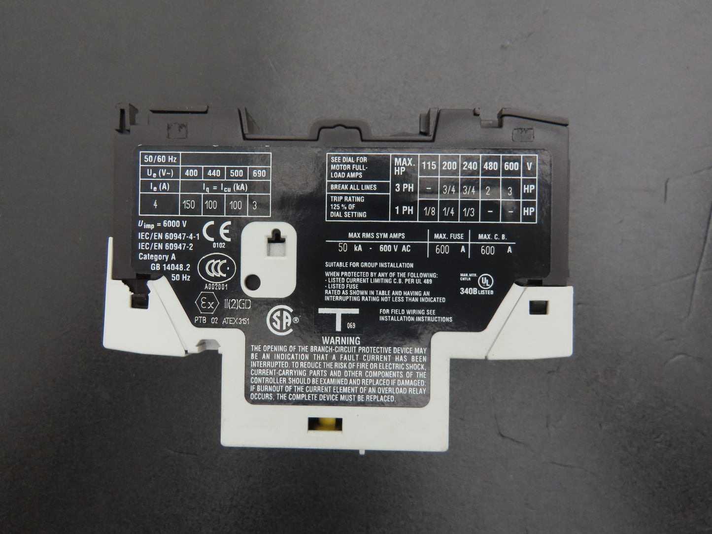 Moeller PKZM0 PKZM0-4-SC Manual Motor Starter 2.5-4A 3Hp 600vAC 3Ph Lot Of 3