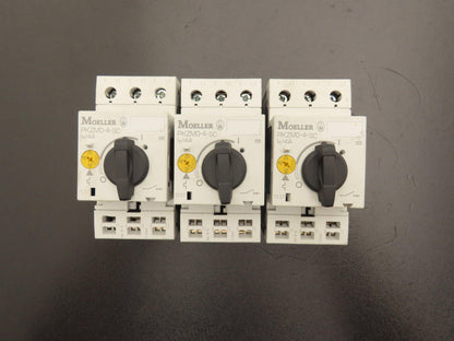 Moeller PKZM0 PKZM0-4-SC Manual Motor Starter 2.5-4A 3Hp 600vAC 3Ph Lot Of 3
