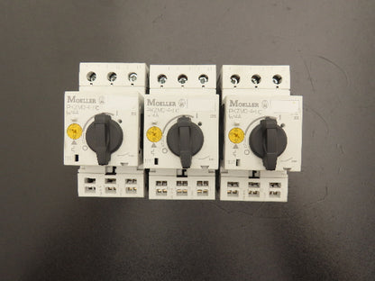 Moeller PKZM0 PKZM0-4-SC Manual Motor Starter 2.5-4A 3Hp 600vAC 3Ph Lot Of 3