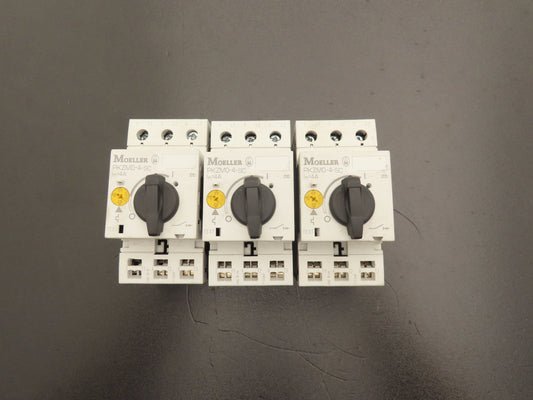 Moeller PKZM0 PKZM0-4-SC Manual Motor Starter 2.5-4A 3Hp 600vAC 3Ph Lot Of 3