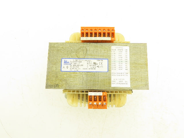 Rathgeber ETDT 1600 Transformer 1.6kVA 600-400, 240/230v Pri 2x115v Sec